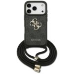 Citas preces Guess  Guess 4G Big Logo Cord Stap Crossbody Case for iPhone 17 Pro - Black 