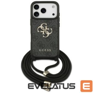 Citas preces Guess  Guess 4G Big Logo Cord Stap Crossbody Case for iPhone 17 Pro - Black 