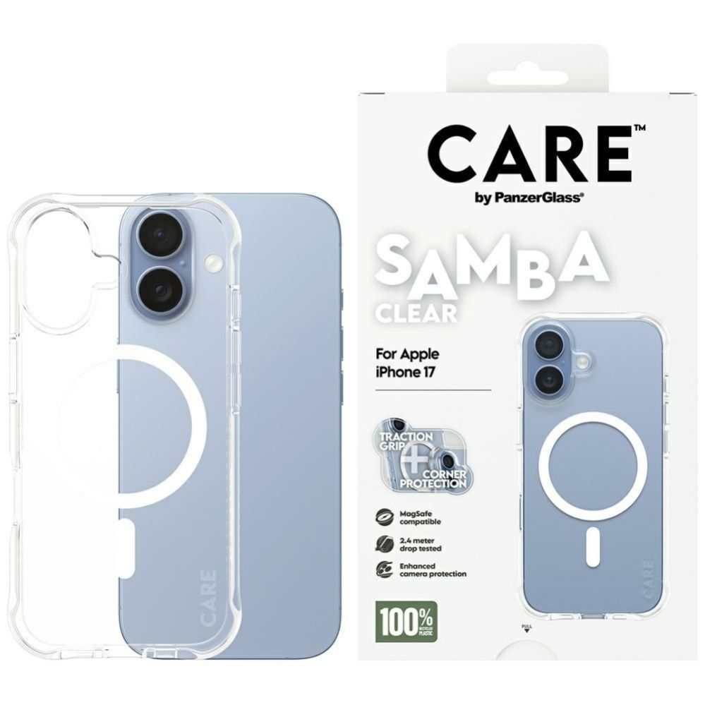 Citas preces Panzer Glass CARE by PanzerGlass Fashionable Samba Case w. White MagSafe for iPhone 17 - Transparent