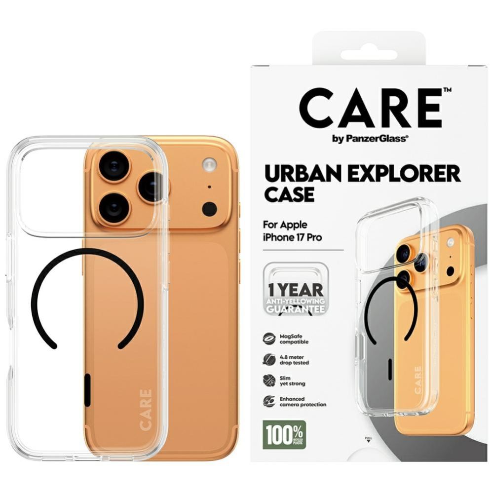 Other goods Panzer Glass CARE by PanzerGlass Flagship Urban Explorer Case w. Black MagSafe for iPhone 17 Pro - Transparent
