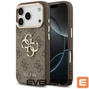 Citas preces Guess  Guess 4G Big 4G Classic Logo Case for iPhone 17 Pro - Brown and Gold 
