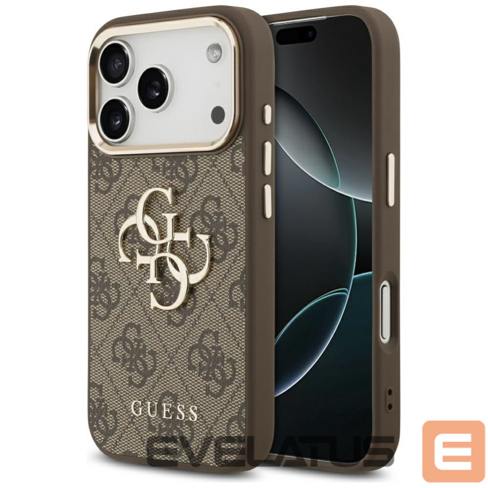 Citas preces Guess Guess 4G Big 4G Classic Logo Case for iPhone 17 Pro - Brown and Gold