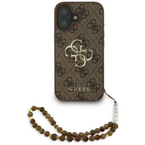 Citas preces Guess  Guess 4G Strap 4G Classic Logo Case for iPhone 16 - Brown 