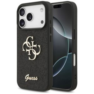 Citas preces Guess  Guess Fixed Glitter Big 4G case for iPhone 17 Pro - black 