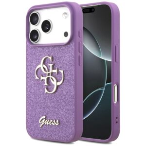 Citas preces Guess  Guess Fixed Glitter Big 4G case for iPhone 17 Pro - purple 