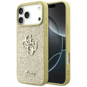 Citas preces Guess  Guess Fixed Glitter Big 4G case for iPhone 17 Pro Max - gold 
