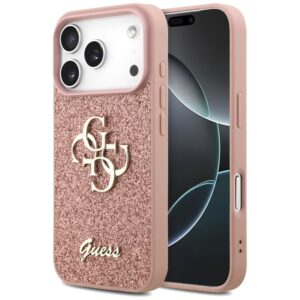 Citas preces Guess  Guess Fixed Glitter Big 4G Case for iPhone 17 Pro - Pink 