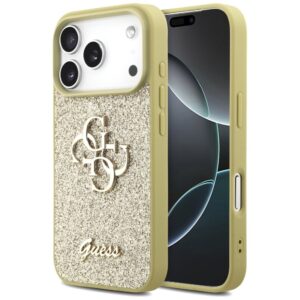 Citas preces Guess  Guess Fixed Glitter Big 4G case for iPhone 17 Pro - gold 