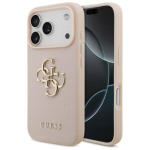 Citas preces Guess  Guess Grained Big 4G & Classic Logo iPhone 17 Pro Case - Pink 