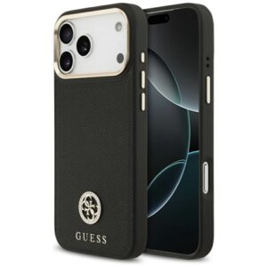 Citas preces Guess  Guess Grained Strass Logo MagSafe case for iPhone 17 Pro Max - black 