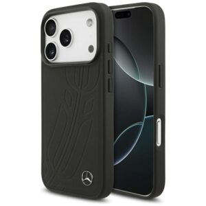 Citas preces Mercedes-Benz  Mercedes Leather Large Laurel Leave MagSafe Case for iPhone 17 Pro - Black 
