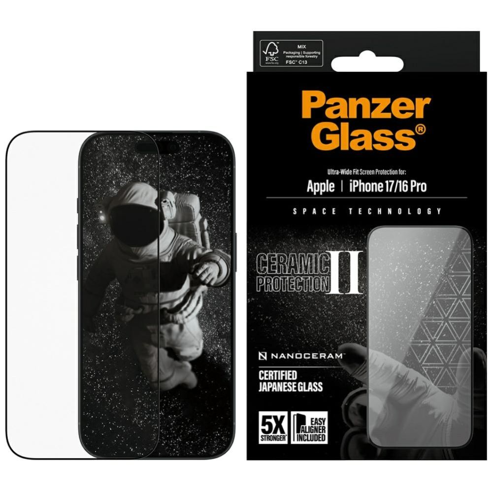 Muud kaubad Panzer Glass PanzerGlass Ceramic II Ultra-Wide Fit EasyAligner Tempered Glass for iPhone 16 / 16 Plus / 17