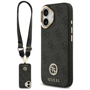 Citas preces Guess  Guess 4G Strass Logo & Big Strap Metal Buttons MagSafe Case for iPhone 17 - Black 