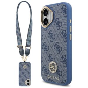 Citas preces Guess  Guess 4G Strass Logo & Big Strap Metal Buttons MagSafe Case for iPhone 17 - Blue 