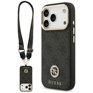 Citas preces Guess  Guess 4G Strass Logo & Big Strap Metal Buttons MagSafe Case for iPhone 17 Pro - Black 