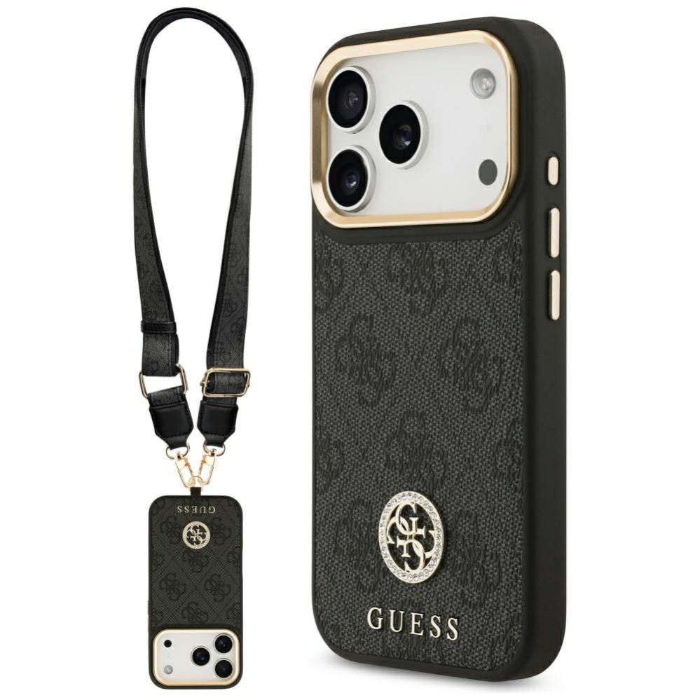 Muud kaubad Guess Guess 4G Strass Logo & Big Strap Metal Buttons MagSafe Case for iPhone 17 Pro - Black