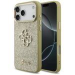 Citas preces Guess  Guess Fixed Glitter Big 4G Metal Frame case for iPhone 17 Pro Max - gold 