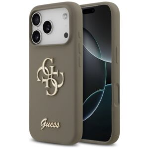 Citas preces Guess  Guess Silicone Big 4G Script Case for iPhone 17 Pro - Brown 