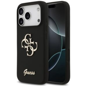 Citas preces Guess  Guess Silicone Big 4G Script Case for iPhone 17 Pro - Black 