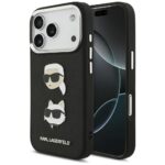Kitos prekės Karl Lagerfeld  Karl Lagerfeld FW Grained Karl & Choupette Heads Pins & Logo iPhone 17 Pro Case - Black 