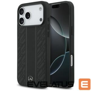 Citas preces Mercedes-Benz  Mercedes Leather Laurel Leaves Stripes MagSafe Case for iPhone 17 Pro Max - Black 