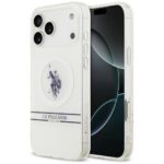 Другие товары U.S. Polo PU  US Polo DH and Bottom Stripe Logo MagSafe Case for iPhone 17 Pro Max - White 