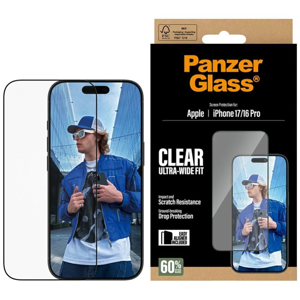 Kitos prekės Panzer Glass PanzerGlass Ultra-Wide Fit EasyAligner Tempered Glass for iPhone 17 / 16 Pro