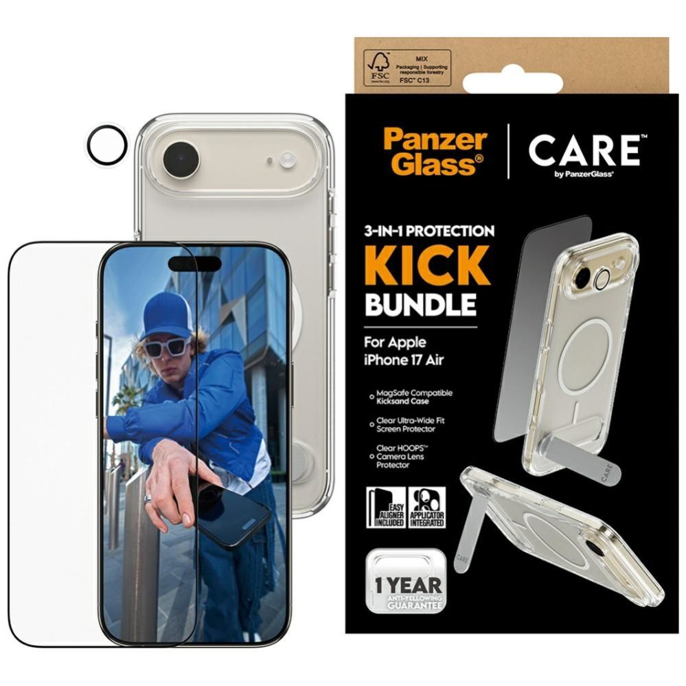 Citas preces Panzer Glass CARE by PanzerGlass Feature Kick 3in1 Case + Glass + Lens for iPhone Air