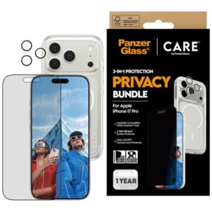 Kitos prekės Panzer Glass  CARE by PanzerGlass Flagship Privacy 3-in-1 Case + Privacy Glass + Lens for iPhone 17 Pro 