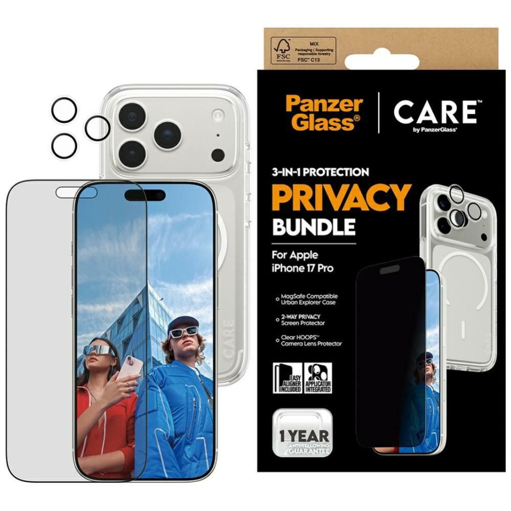 Citas preces Panzer Glass CARE by PanzerGlass Flagship Privacy 3-in-1 Case + Privacy Glass + Lens for iPhone 17 Pro