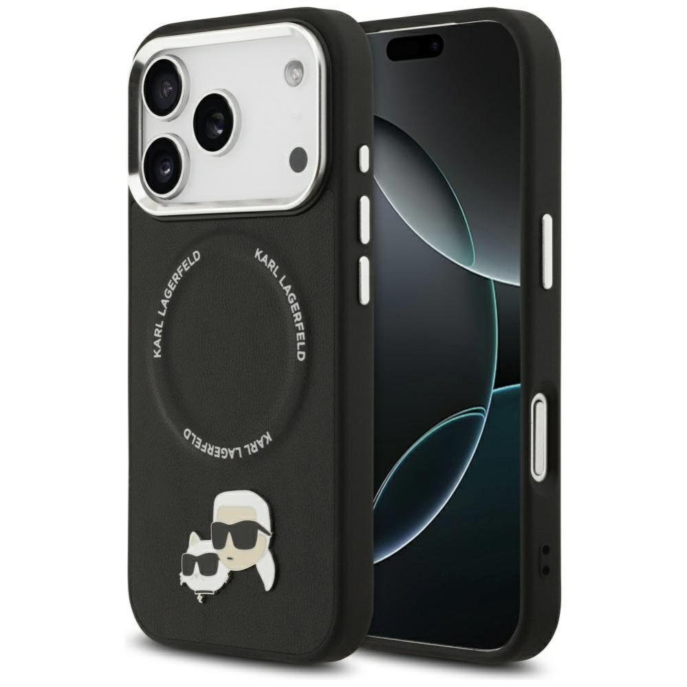 Citas preces Karl Lagerfeld Karl Lagerfeld Karl & Choupette Pins MagSafe Case for iPhone 17 Pro Max - Black