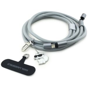 Kitos prekės Karl Lagerfeld  Karl Lagerfeld CBDY Choupette Charm USB-C Cable / USB-C Lanyard - Gray 