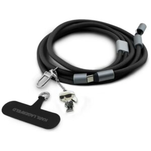 Kitos prekės Karl Lagerfeld  Karl Lagerfeld CBDY Ikonik Charm USB-C Cable / USB-C Lanyard - Black 