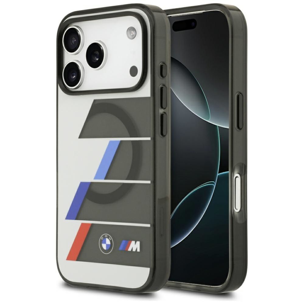 Citas preces BMW BMW M IML Metal Buttons Tricolor Lines MagSafe Case for iPhone 17 Pro - Gray