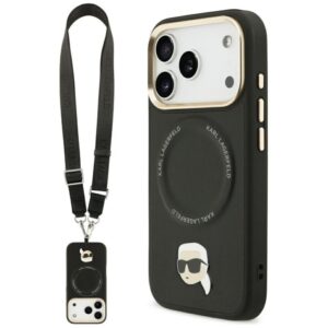 Kitos prekės Karl Lagerfeld  Karl Lagerfeld Big Strap Karl Metal Logo MagSafe Case for iPhone 17 Pro Max - Black 