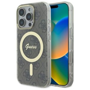 Citas preces Guess  Guess IML 4G MagSafe Case for iPhone 16 Pro Max - Brown 