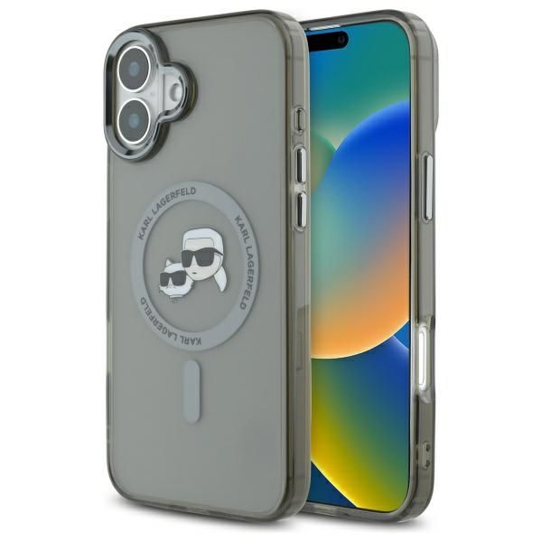 Citas preces Karl Lagerfeld Karl Lagerfeld IML Metal Karl&Choupette Head MagSafe Case for iPhone 16 Plus - Black