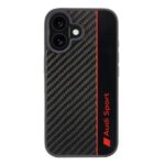 Citas preces Audi  Audi Carbon Fiber Stripe Case for iPhone 16 6.1" - Black 