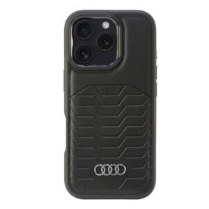 Citas preces Audi  Audi Synthetic Leather MagSafe iPhone 16 Pro 6.3" black/black hardcase AU-TPUPCMIP16P-GT/D3-BK 