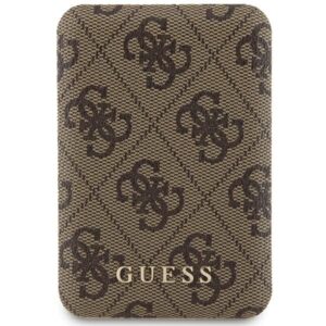 Citas preces Guess  Guess Powerbank inductive 15W GUPB5FP4EMGW 5000mAh brown/brown 4G Leather Metal Logo MagSafe 