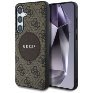 Citas preces Guess  Guess 4G Round Patch Classic Logo MagSafe Case for Samsung Galaxy S25 Brown 