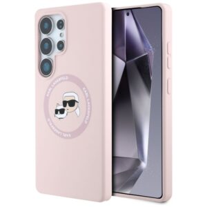 Citas preces Karl Lagerfeld  Karl Lagerfeld Silicone Double Heads And Circle MagSafe Samsung Galaxy S25 Ultra Case Pink 
