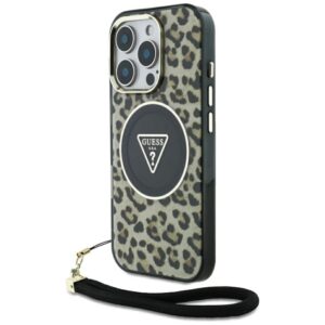 Citas preces Guess  Guess HC IML Leopard Triangle Cord Strap MagSafe Case for iPhone 16 Pro - Brown 