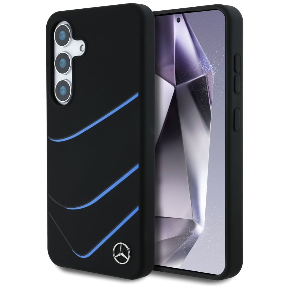 Kitos prekės Mercedes-Benz Mercedes Silicone Contrasted Curves MagSafe Case for Samsung Galaxy S25 - Black