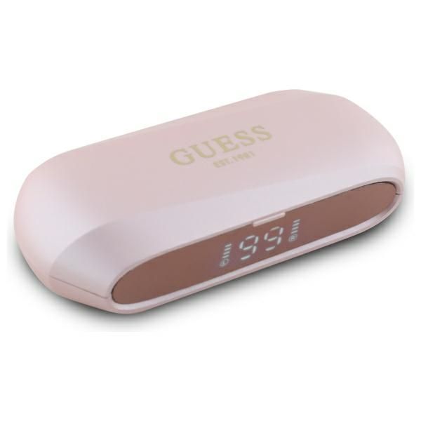 Citas preces Guess Guess Elongated Metalic Printed Logo Bluetooth TWS Headphones + Docking Station - Pink