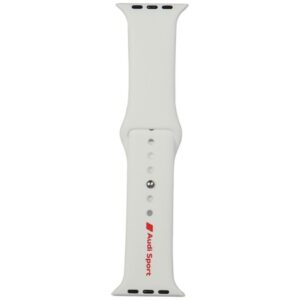 Kitos prekės Audi  Audi Sport Red Logo Silicone Watch Strap for Apple Watch 44 / 45 / 46 / 49 mm - white 