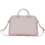 Citas preces Guess  Guess 4G Zipper Pocket Triangle Logo 15" Laptop Bag - Pink 