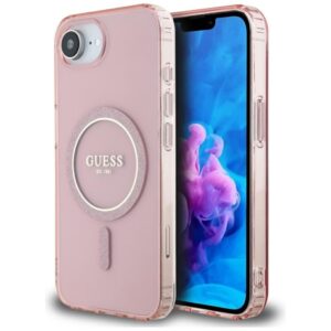 Citas preces Guess  Guess IML Glitter Circle MagSafe case for iPhone 16e - pink 