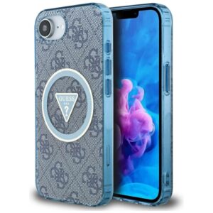 Citas preces Guess  Guess IML Metal Glitter 4G Circle Triangle MagSafe Case for iPhone 16e - Blue 