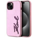 Other goods Karl Lagerfeld  Karl Lagerfeld Wrinkled Metal Signature iPhone 15 Case - Pink 
